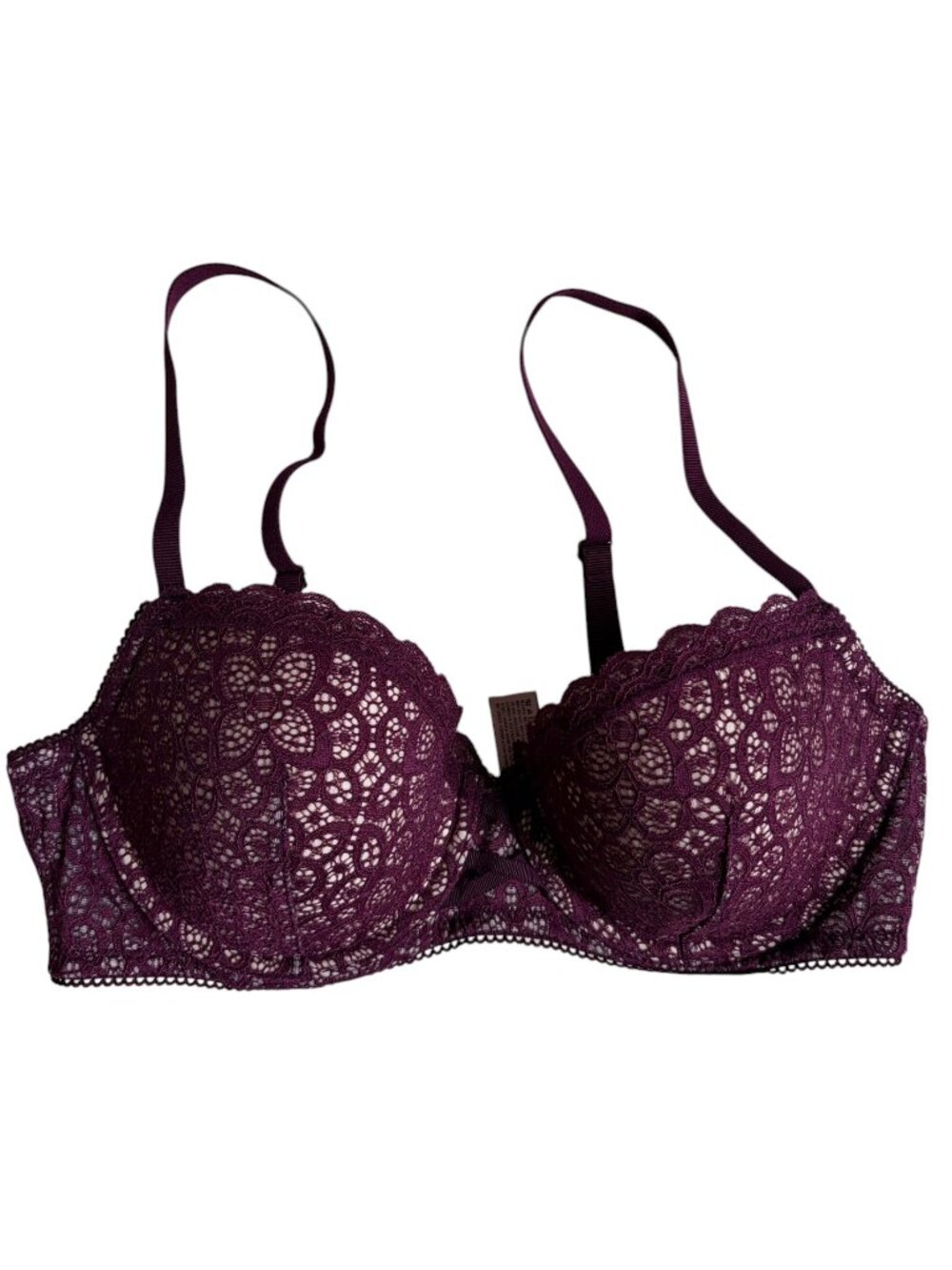 Victoria's Secret Dream Angels Lined Demi Bra (Maroon / Cream Lace) 36C